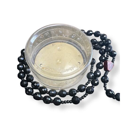 Pre-Loved Black Faceted Acrylic Beads and Wooden Cross Rosary - Picture 4 of 5